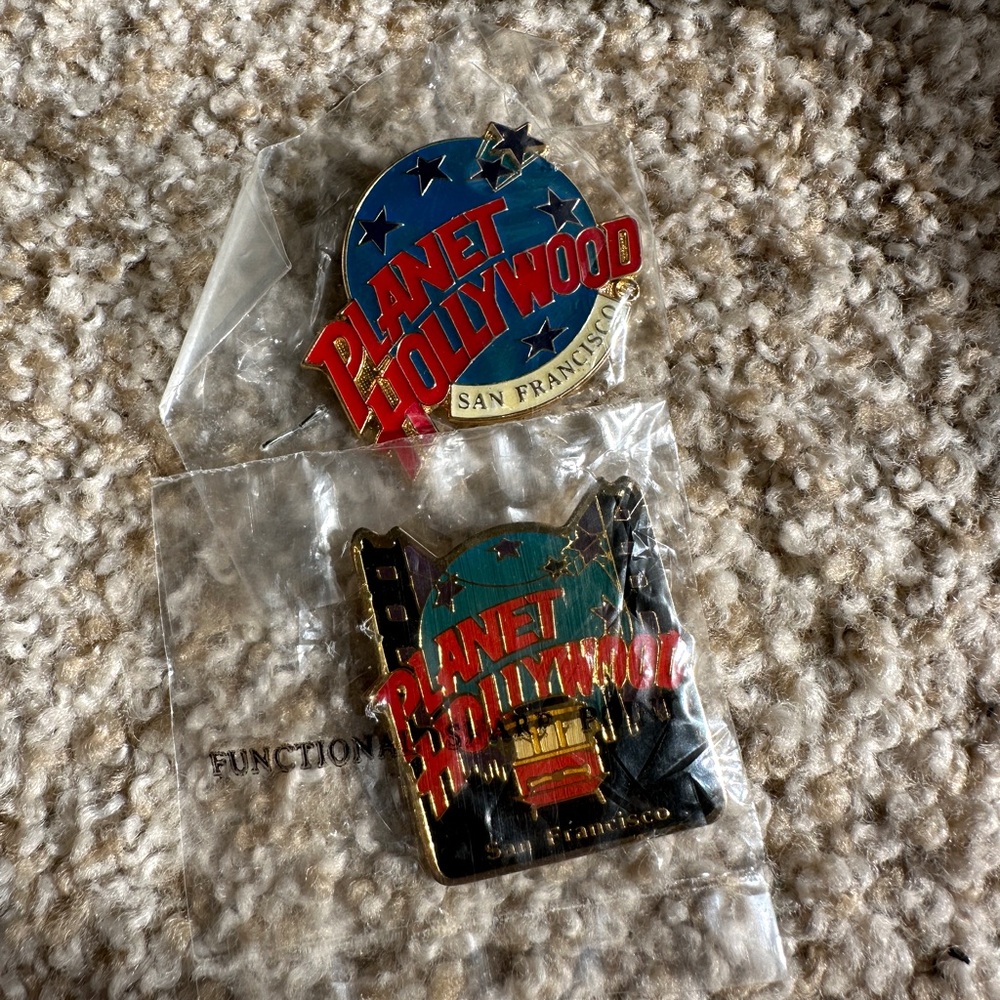 2 Vintage Planet Hollywood Pins. San Francisco circa 1990s